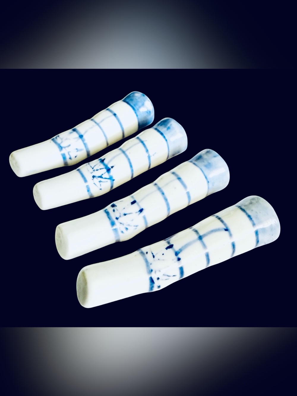 Set of 4 Chopstick Rests (Hashioki) from Japan Blue & White Porcelain